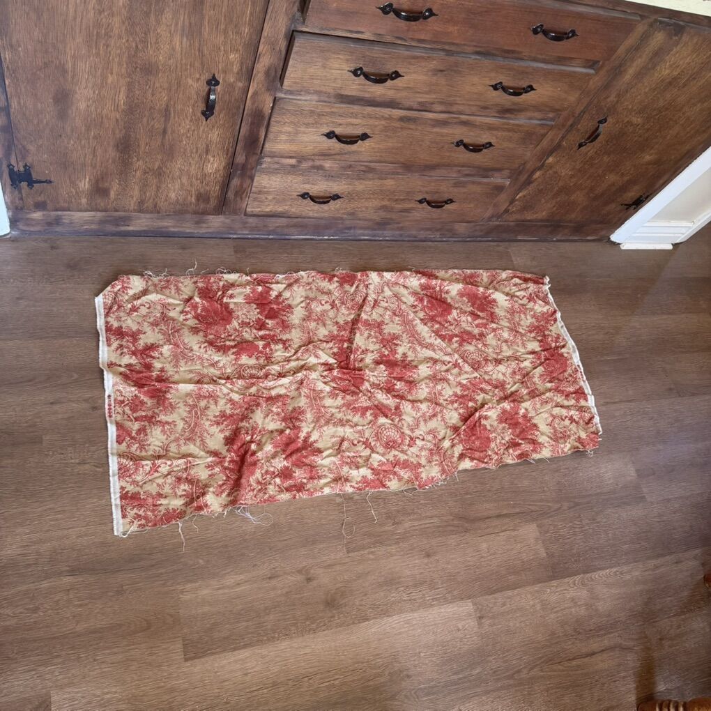 Toile de Jouy Red Tan Fabric 55” x 25”