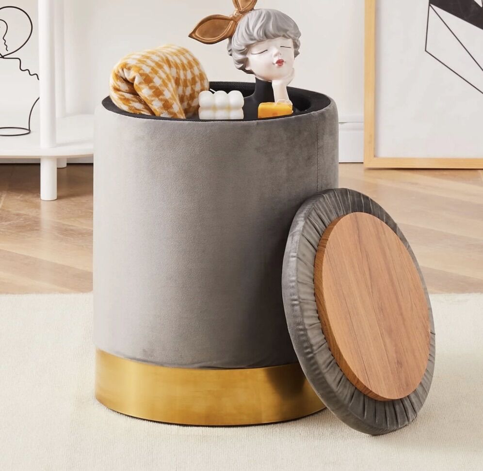 Velvet Storage Ottoman Multipurpose Footrest NEW!