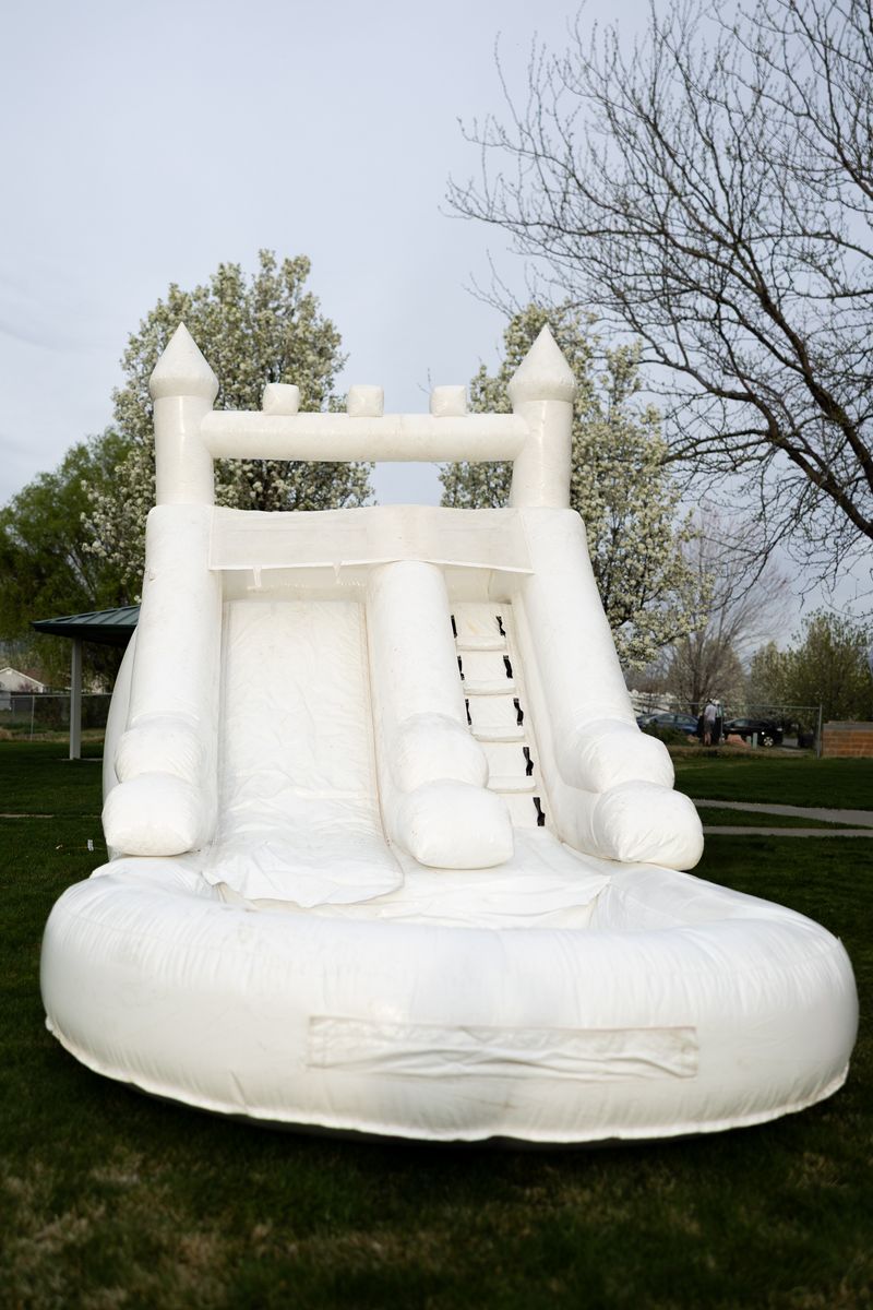 All White Water Slide + Toddler Bounce House 🤍