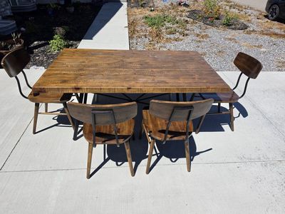 Pine wood dining room table.