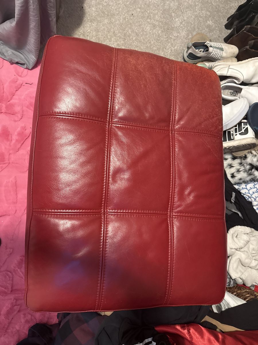 Red leather sitting furniture