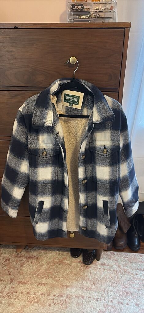 Womens Flannel Fleece Lined Jacket Size L