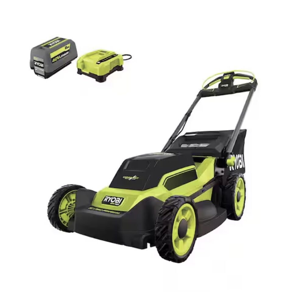 RYOBI 40V HP Brushless 20" Cordless Electric Battery Multi-Blade Walk Behind Self-Propelled Lawn Mower-8.0Ah Battery & Charger