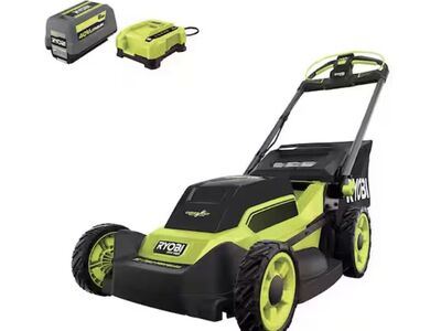 RYOBI 40V HP Brushless 20" Cordless Electric Battery Multi-Blade Walk Behind Self-Propelled Lawn Mower-8.0Ah Battery & Charger