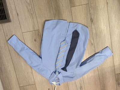 Light Blue Long Sleeve Button-Up Shirt & Tie Set - Youth Boy's Formal Wear, Size 8, Polyester/Cotton Blend