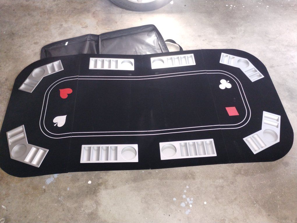 3-in-1 Foldable Casino Game Table Top Felt Mat with Craps, Blackjack, Poker Layouts & Carry Case
