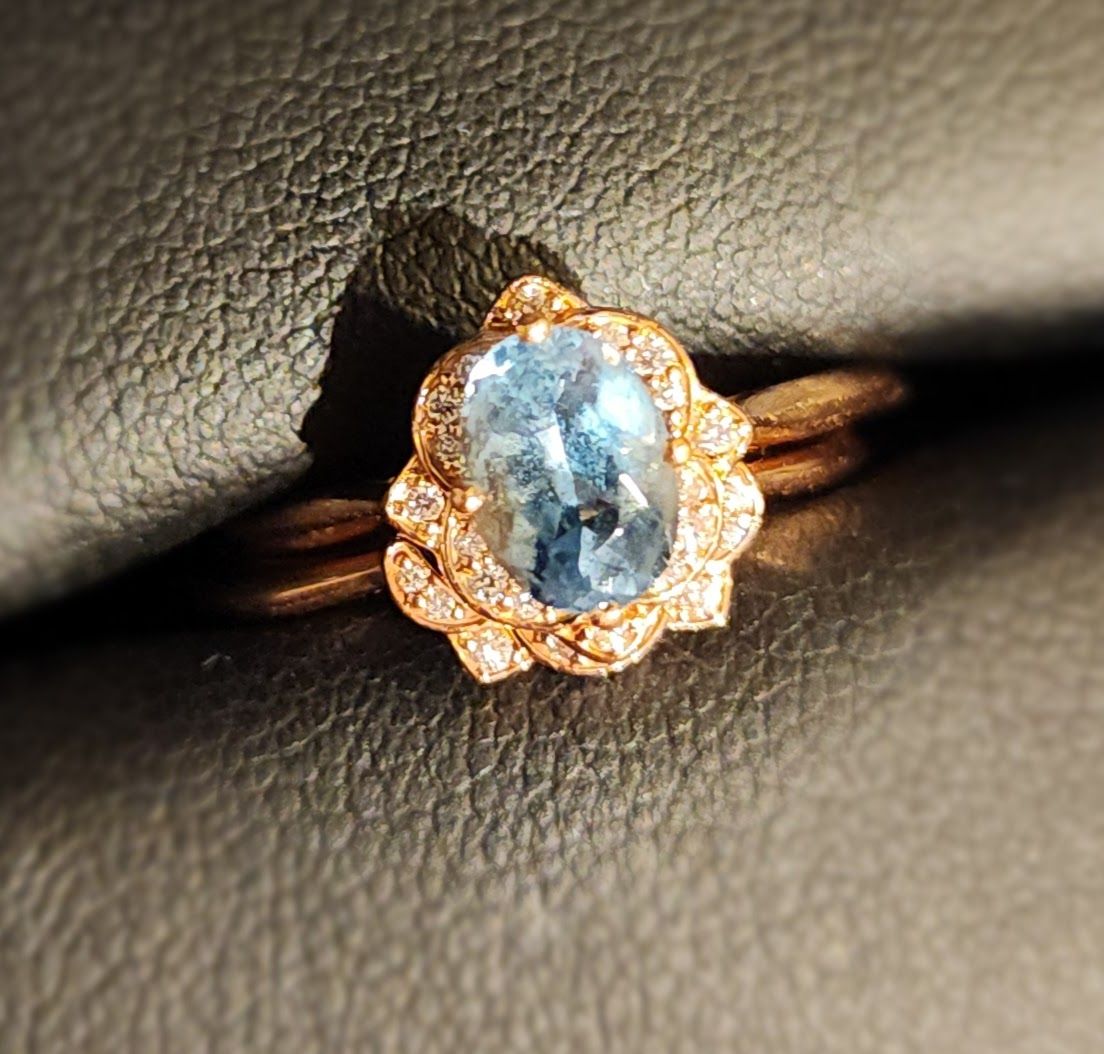 Stunning Blue Topaz & Diamond Wedding Set