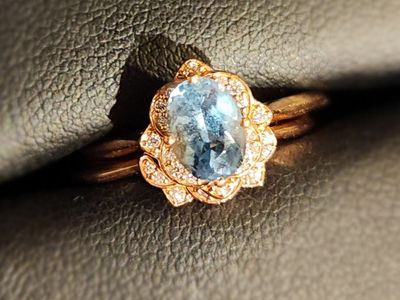 Stunning Blue Topaz & Diamond Wedding Set