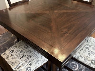 Bayside furnishings dark wood counter height dinning table with 6 chairs - expandable square/round