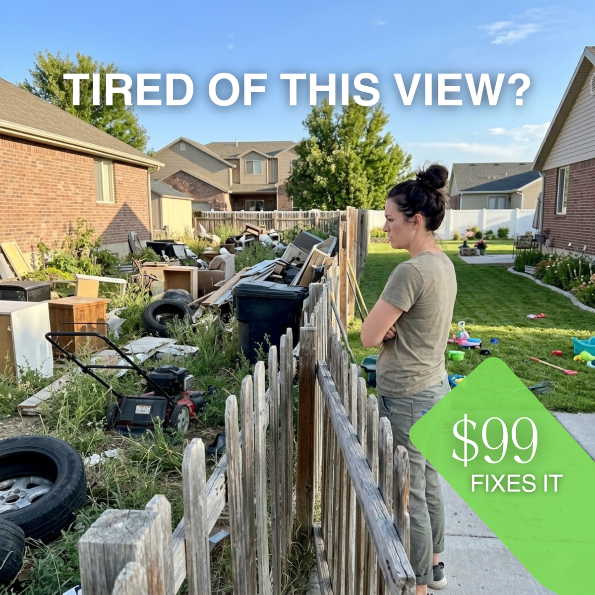 $99 White Vinyl Privacy Fence Section w/ Post – 130 MPH Wind Rated