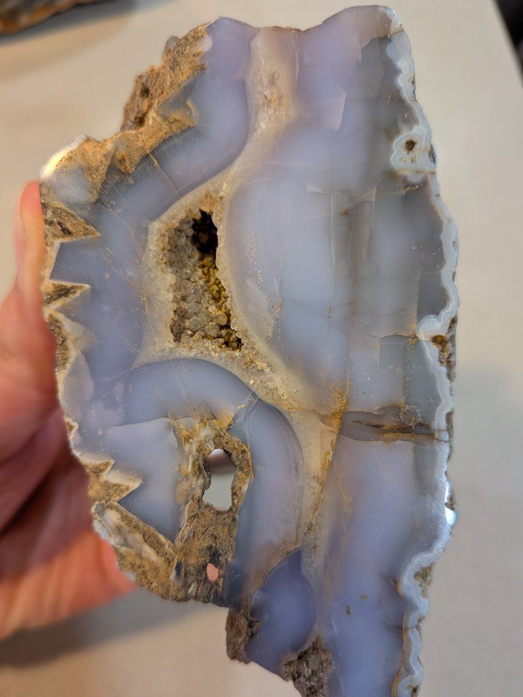 Raw Blue Chalcedony Geode Agate Rock Specimen - Natural Crystal Mineral Display