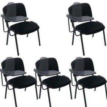 Vinyl Leather Reception Chairs, Black Stackable Wa