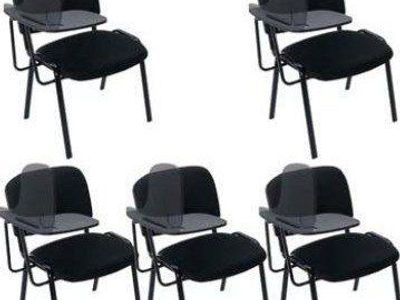 Vinyl Leather Reception Chairs, Black Stackable Wa