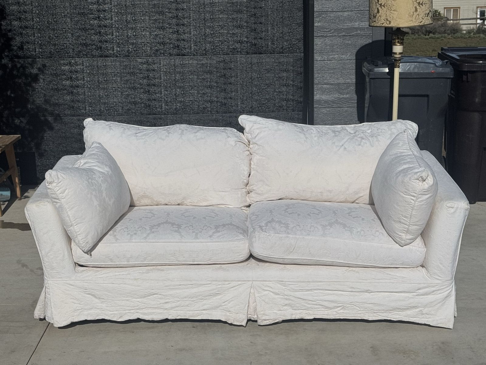 Shabby Chic Slipcover Sofa White Down Cushion 8’