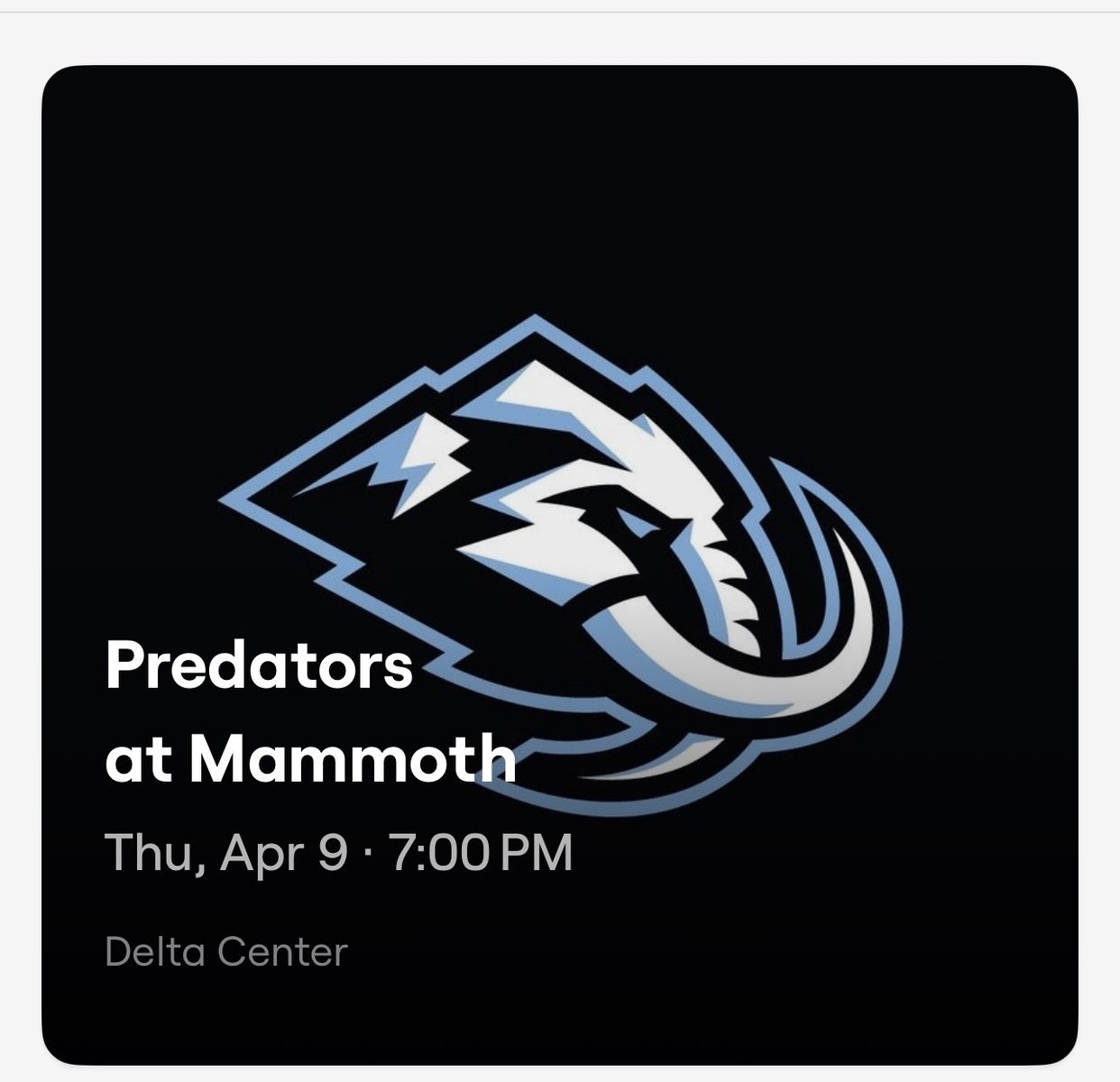 Utah Mammoth Hockey 4/9 4/11 4/16