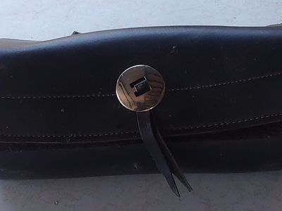 Vintage Black Leather Tool Roll with Buckle Closure - Motorcycle/Bike Accessory