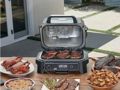 Ninja Woodfire OG901XL Outdoor Grill & Smoker - 7-in-1, Built-in Thermometer, Crisper Basket