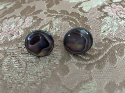 1930's Sterling Silver and Mother of Pearl Earrings - Vintage/Antique