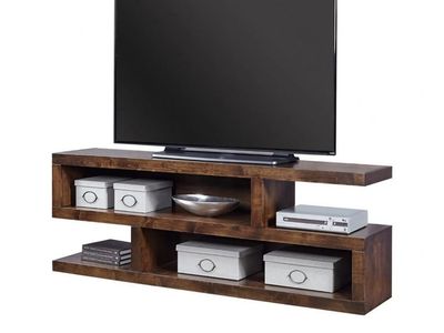 Modern Wooden Z-Shaped TV Stand Media Console in Dark Brown 74” wide