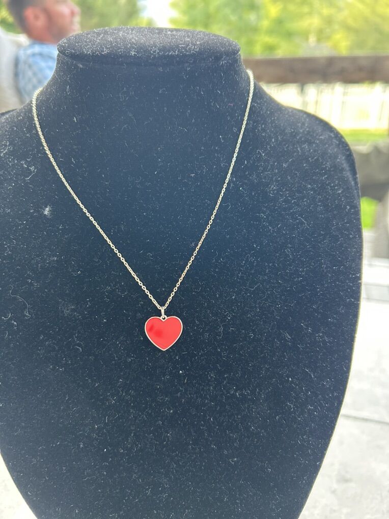 Sterling Silver Reversible Red Enamel Heart