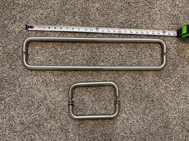 Frameless Glass Shower Door Handles – Brushed Nickel (Back-to-Back, 8" & 24")