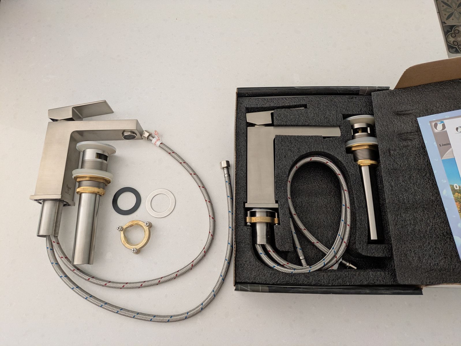 Two (2) bathroom faucets NIB brushed nickel