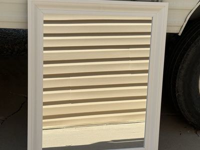 White Framed Wall Mirror - Large Rectangular Decorative Accent Mirror
