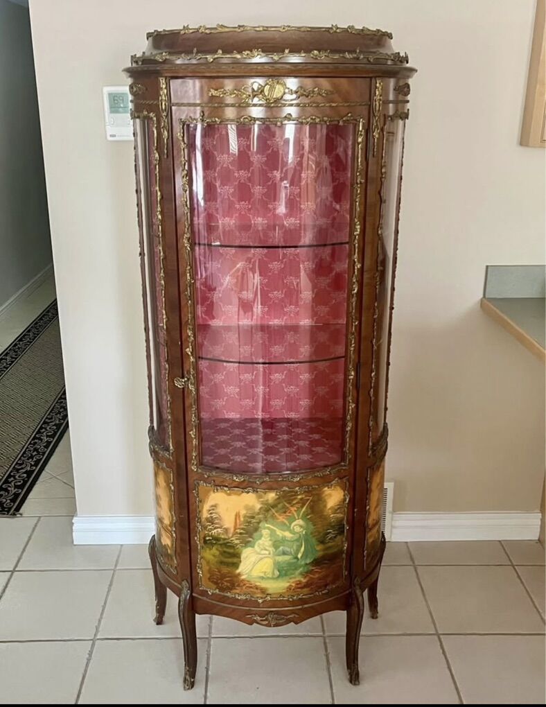 ANTIQUE VERNIS MARTIN VITRINE DISPLAY CABINET