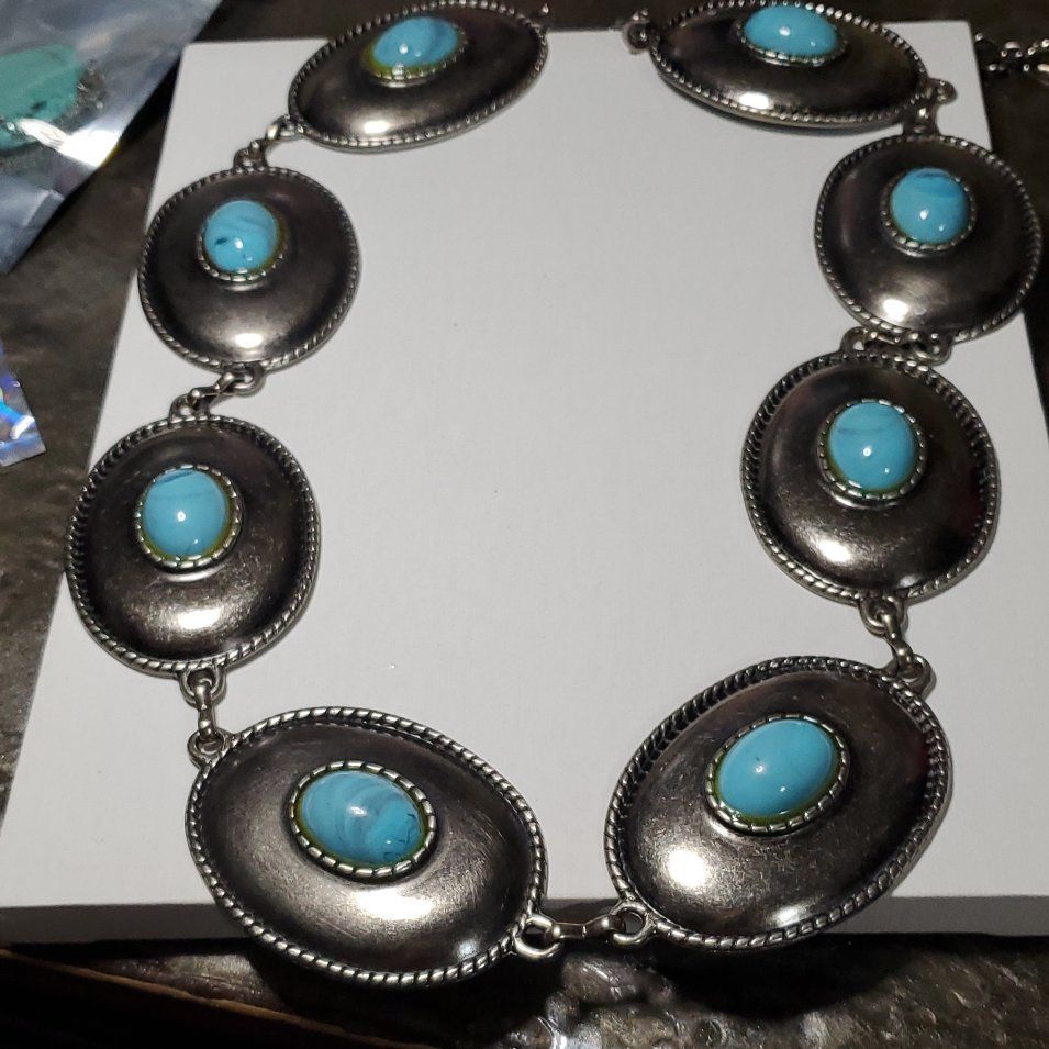 Stunning Silver-Tone and Turquoise Concho Belt - Western Inspired Fashion Accessory