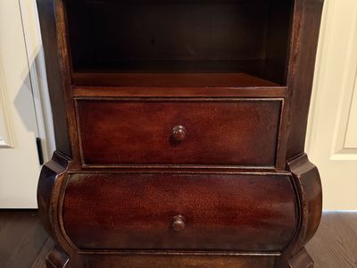 Solid Wood Nightstand with Open Shelf & 3 Drawers