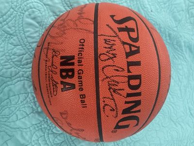 1991 era Utah Jazz autographed Spalding Official NBA Game Ball-full team and Jerry Sloan, Don Sparks, etc.