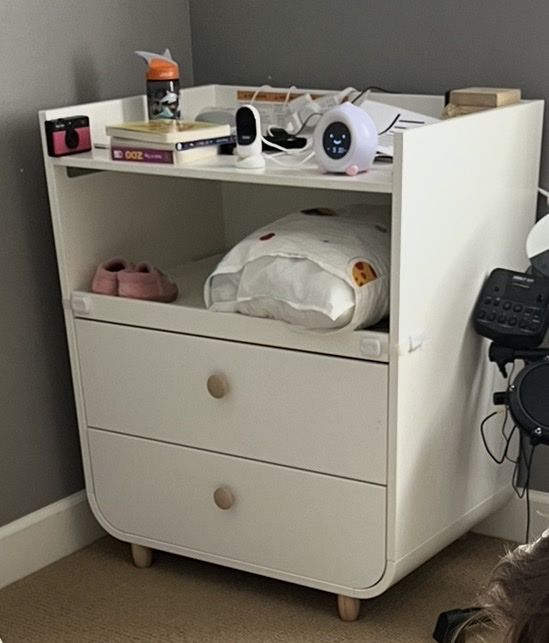 IKEA MYLLRA Children's Dresser / Changing Table, White, 33 1/2" Wide, 2 Drawers, Open Shelving