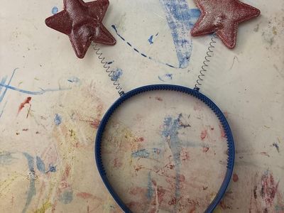 Red Star Antenna Headband Blue Plastic Headband Accessory