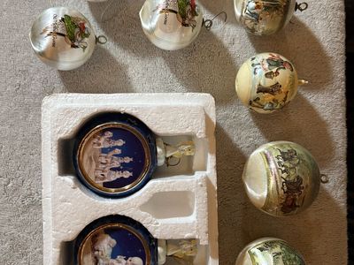 Vintage Christmas Ornaments - Old Mother Goose and Precious Moments Collection (9 total)