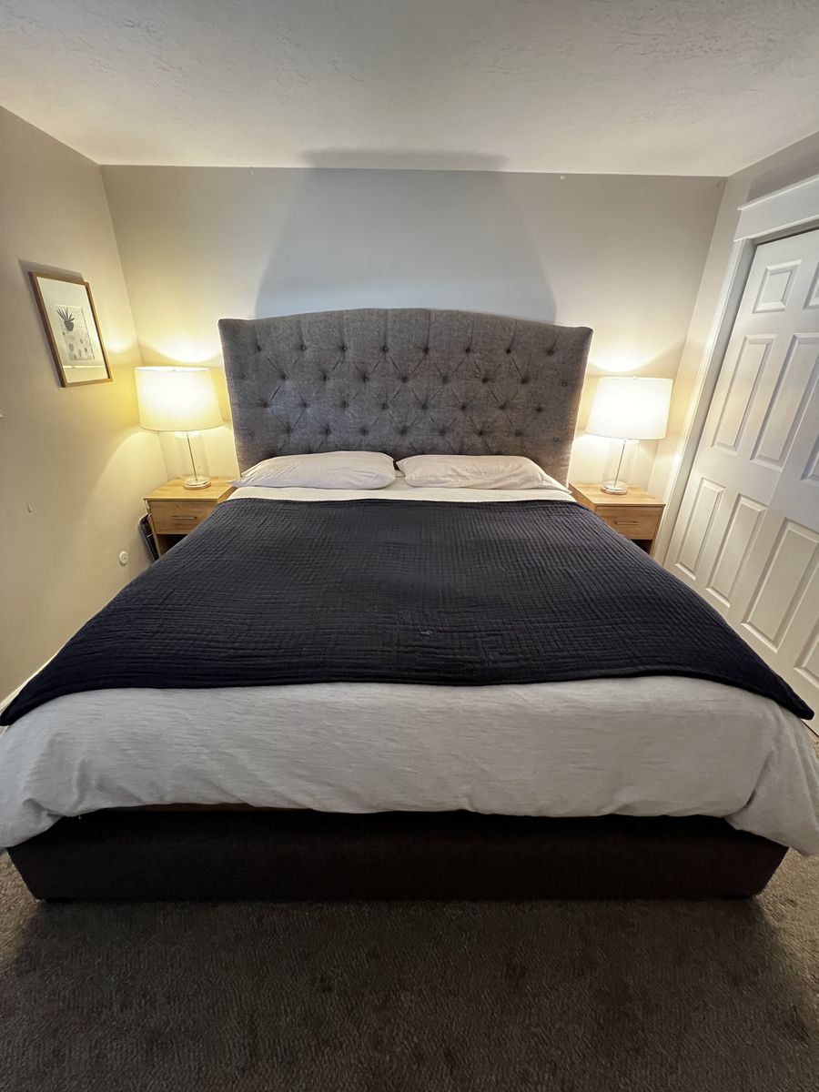 Upholstered King Bed Frame - Box Springs Included