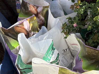 Feed Bags of Rabbit Garden Gold Fertilizer
