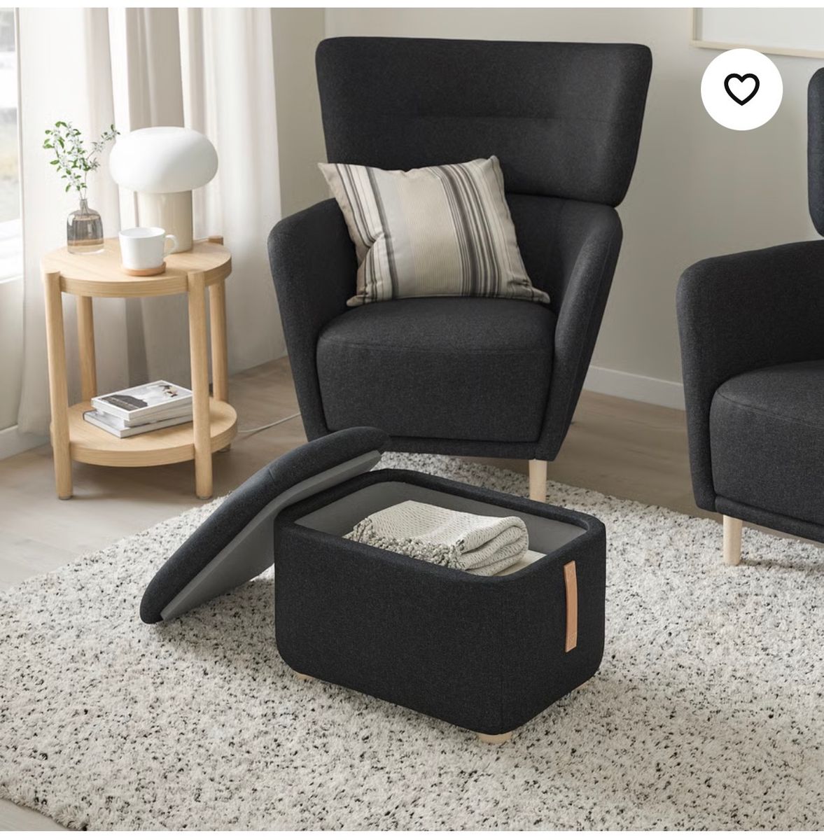 OSKARSHAMN Wing chair with ottoman