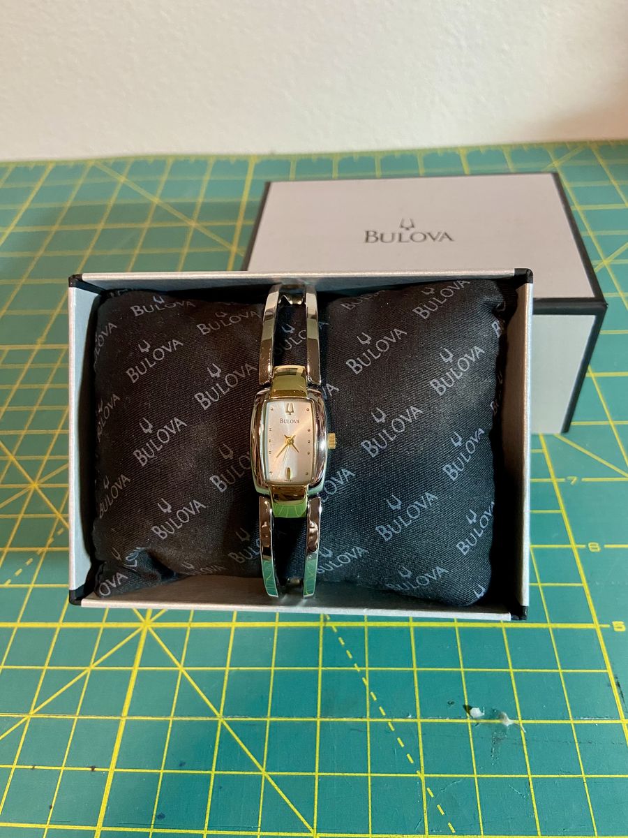 Bulova Women's Two-Tone Rectangular Dial Watch with Box