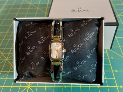 Bulova Women's Two-Tone Rectangular Dial Watch with Box