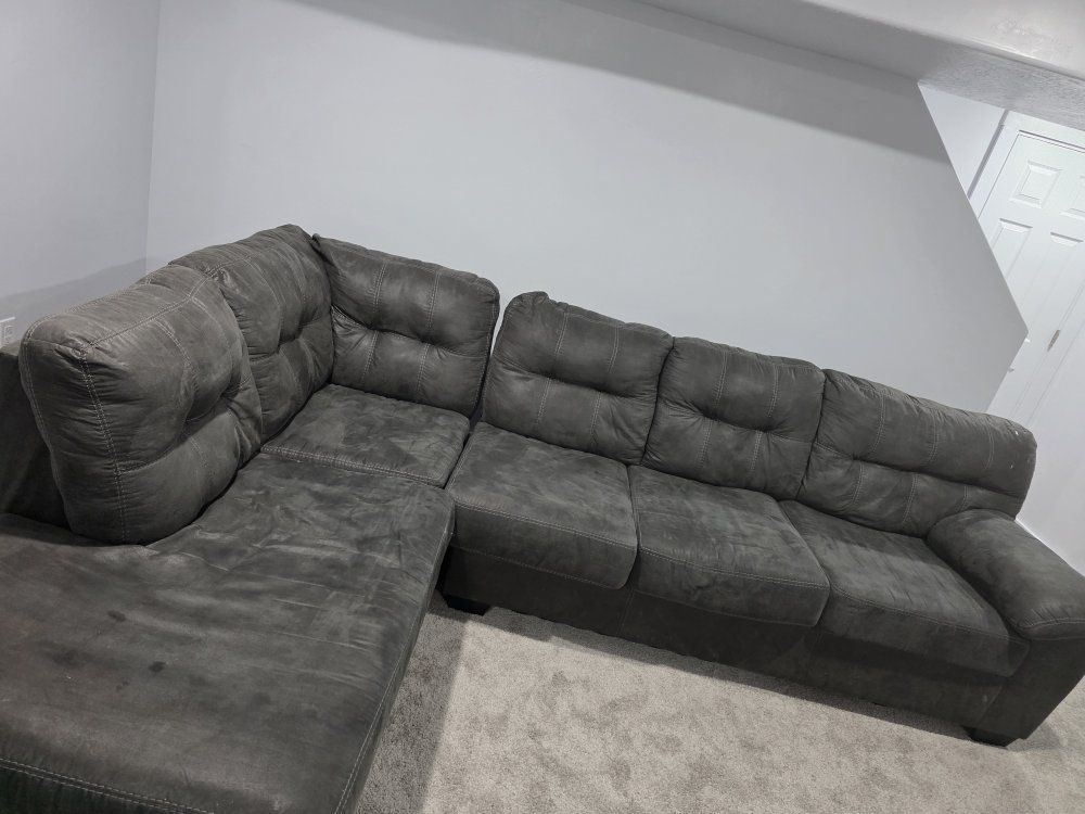 Sectional Couch - Gray Fabric with Left-Hand Facing Chaise, UsedGood Condition