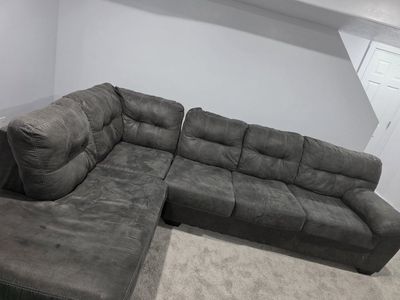 Sectional Couch - Gray Fabric with Left-Hand Facing Chaise, UsedGood Condition