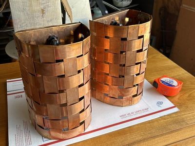 2 Hand made crafted Copper Weave Wall Sconce Light