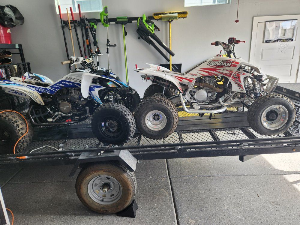 Two Yamaha YFZ Quads Plus Trailer