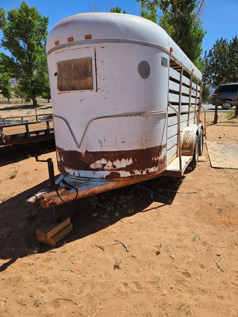 Used Livestock Trailer - White, Two-Axle, Fair Condition