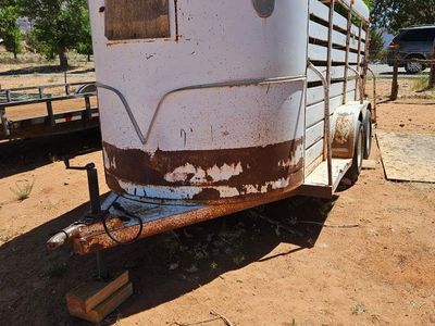 Used Livestock Trailer - White, Two-Axle, Fair Condition
