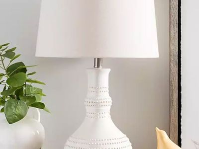 New in Box White Glaze Serenia Ceramic Table Lamp