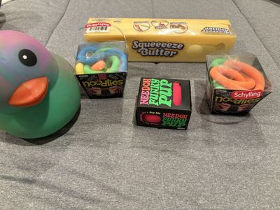 Schylling NeeDoh Noodlies & Funky Pup Squeeze Toys + Squeeeze Butter & Giant Duck