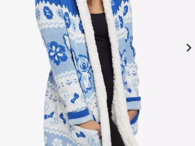Disney Lilo And Stitch Sherpa Open Cardigan Large