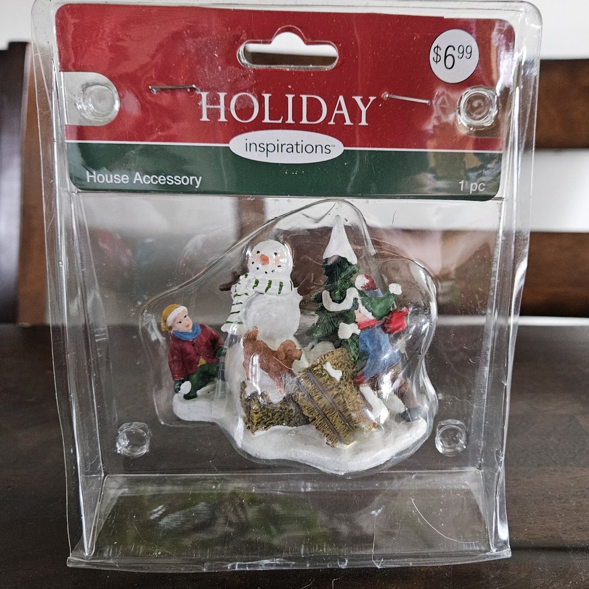 Christmas Village Kids Snowball Fight with Snowman