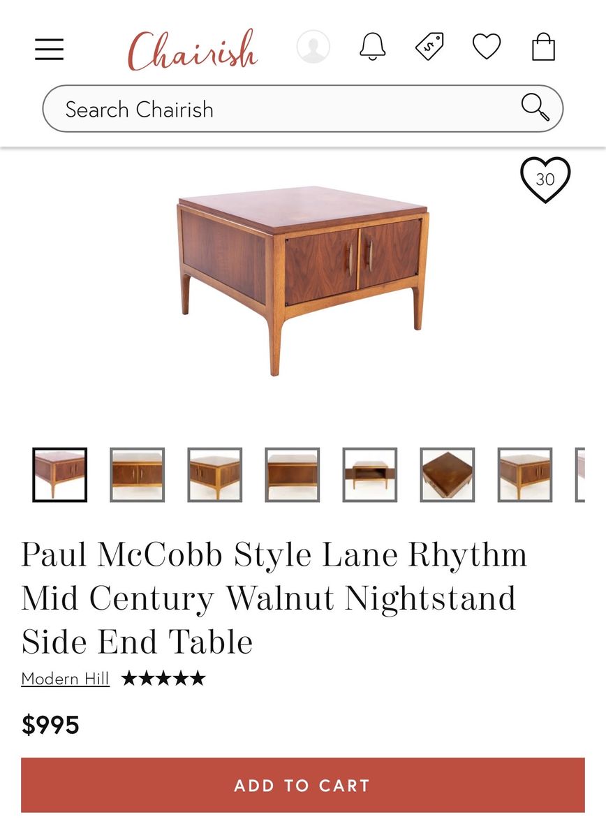 Vintage Lane Rhythm / Paul McCobb Mid-Century Cabinet Side Table